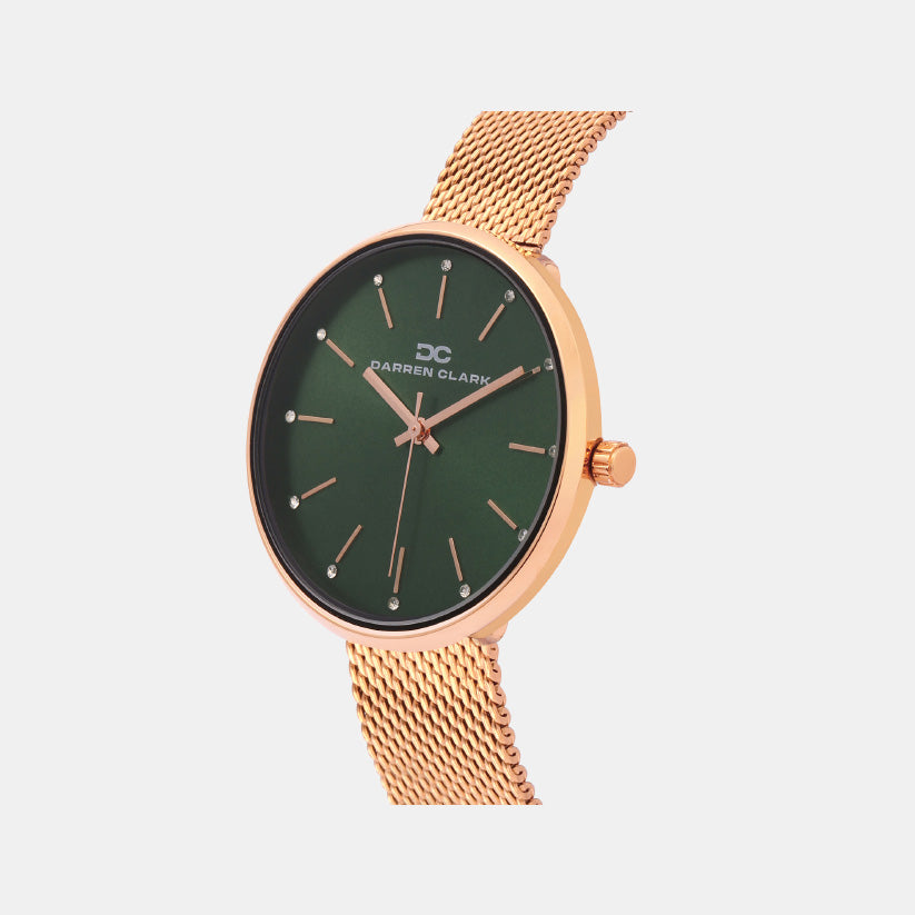 Women Quartz Green Dial Analog Mesh Watch 2007C-E0314