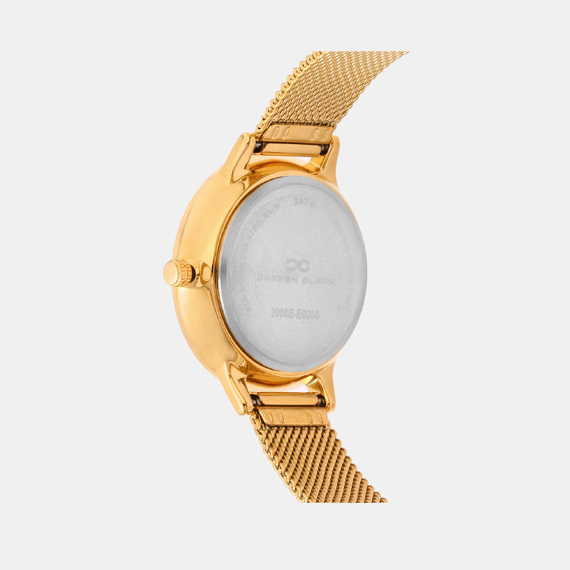 Women Quartz Champaign Dial Analog Mesh Watch 2008B-E0208