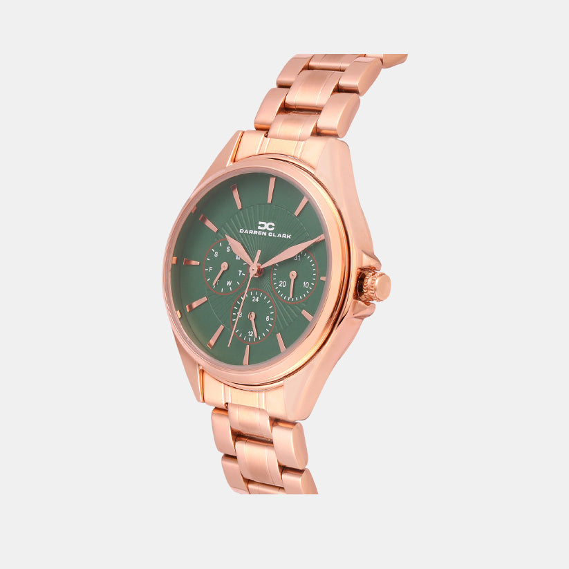 Women Quartz Green Dial Multi-Function Metal Watch 2010C-M0314