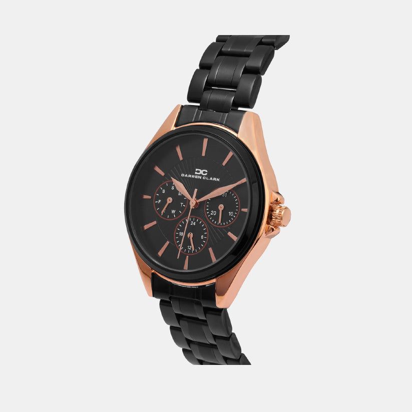 Women Quartz Black Dial Multi-Function Metal Watch 2010F-M0304