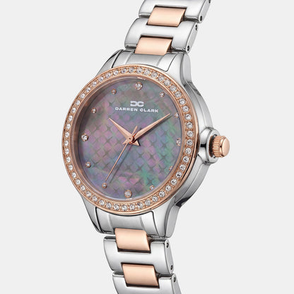 Women Quartz Grey Dial Analog Metal Watch 2015E-M1305