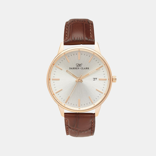 Men's Rose Gold Analog Leather Watch 1001Q-L0303