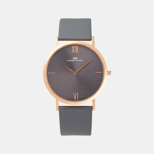 Men Quartz Grey Dial Analog Leather Watch 1005I-L0315