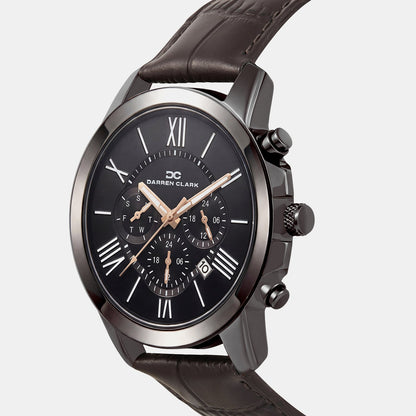Men Quartz Black Dial Chronograph Leather Watch 1009F-L0405