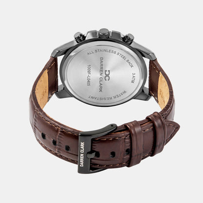 Men Quartz Black Dial Chronograph Leather Watch 1009F-L0405
