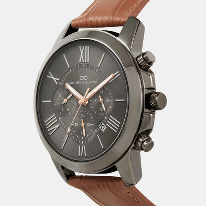 Men Quartz Grey Dial Chronograph Leather Watch 1009R-L0816
