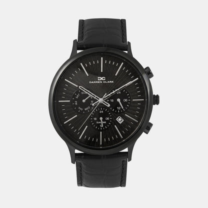 Men Quartz Black Dial Chronograph Leather Watch 1015F-L0404