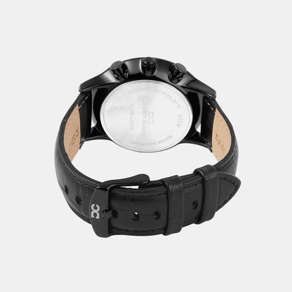 Men Quartz Black Dial Chronograph Leather Watch 1015F-L0404