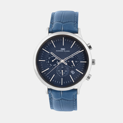 Men Quartz Blue Dial Chronograph Leather Watch 1015G-L0105