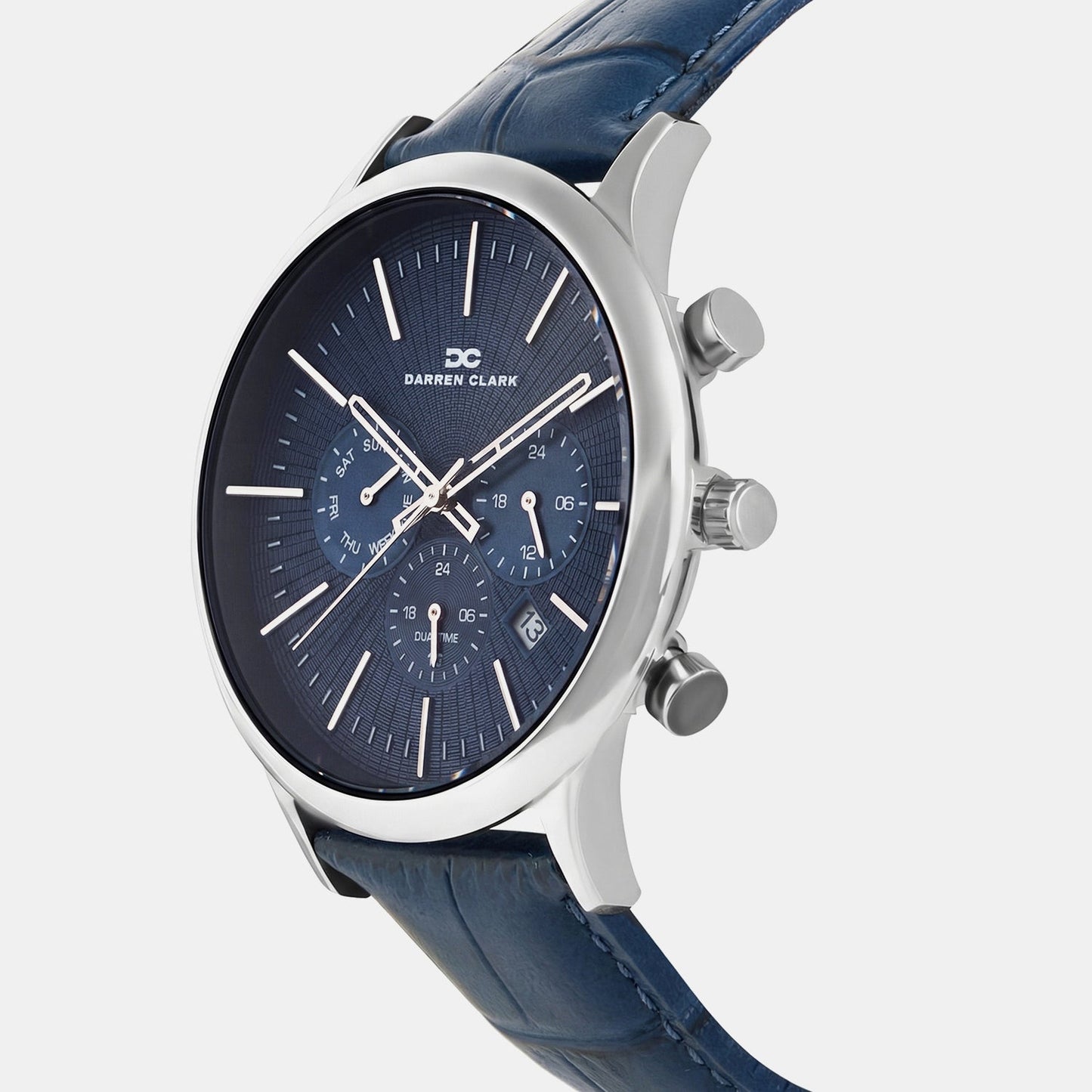 Men Quartz Blue Dial Chronograph Leather Watch 1015G-L0105