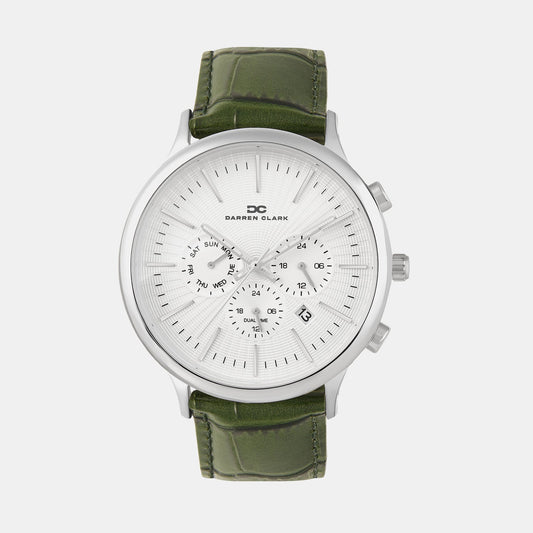 Men Quartz White Dial Chronograph Leather Watch 1015L-L0103