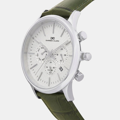 Men Quartz White Dial Chronograph Leather Watch 1015L-L0103