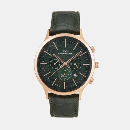 Men Quartz Green Dial Chronograph Leather Watch 1015L-L0314