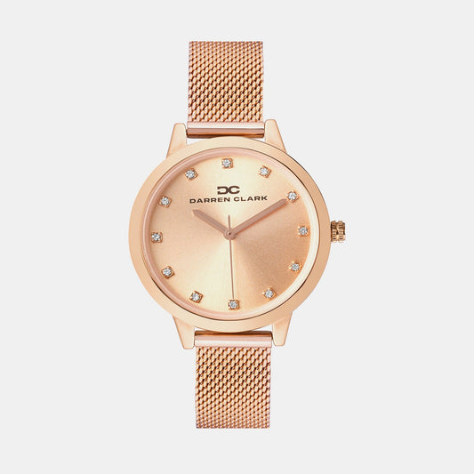 Women Quartz Rose Gold Dial Analog Metal Watch 2008C-E0307