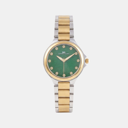 Women Quartz Green Dial Analog Metal Watch 2014D-M1214
