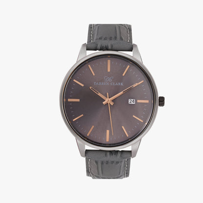 Men Quartz Grey Dial Analog Leather Watch 1001I-L0404