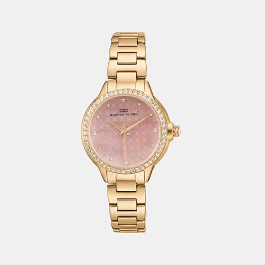 Women Quartz Pink Dial Analog Metal Watch 2015C-M0307