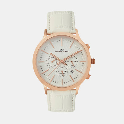 Men Quartz White Dial Chronograph Leather Watch 1015M-L0302