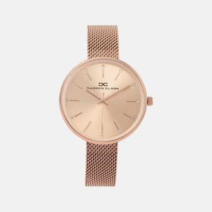 Women Quartz Rose Dial Analog Mesh Watch 2007C-E0307