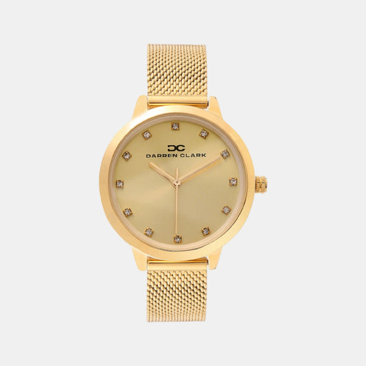 Women Quartz Champaign Dial Analog Mesh Watch 2008B-E0208