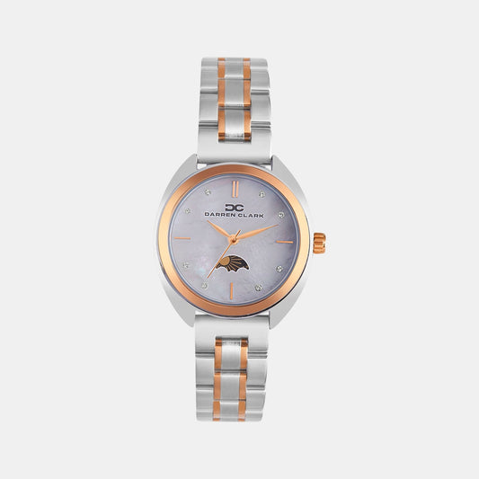 Women Quartz White Mother Of Pearl Dial Analog Metal Watch 2011E-M0101