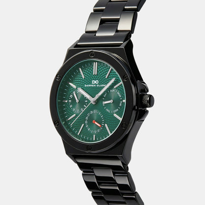 Men Quartz Green Dial Multi-Function Metal Watch 1017F-M0414