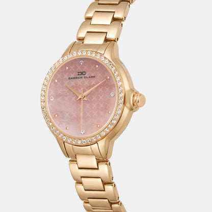 Women Quartz Pink Dial Analog Metal Watch 2015C-M0307