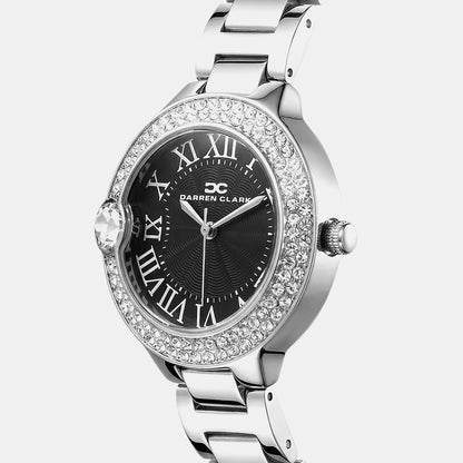 Women Quartz Black Dial Analog Metal Watch 2017A-M0104