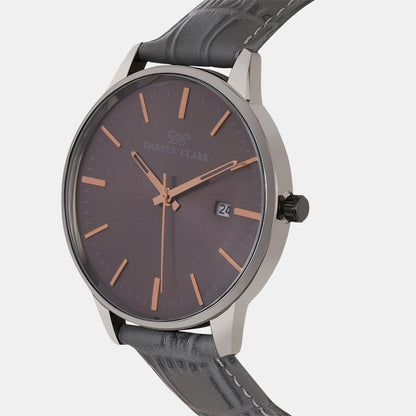 Men Quartz Grey Dial Analog Leather Watch 1001I-L0404