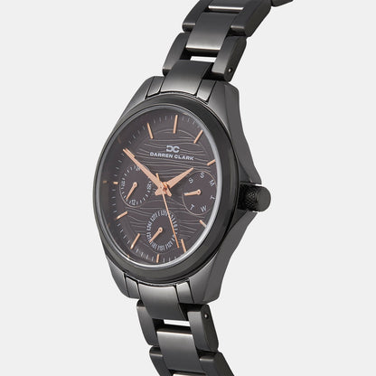 Women Quartz Black Dial Analog Metal Watch 2012F-M0404