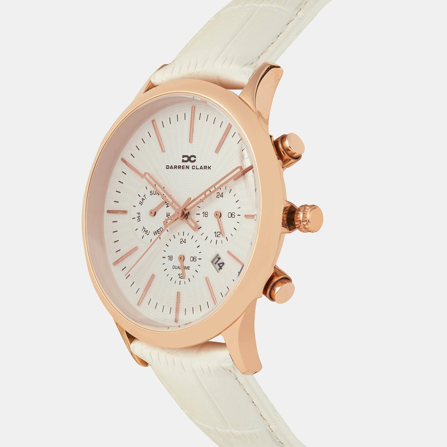 Men Quartz White Dial Chronograph Leather Watch 1015M-L0302