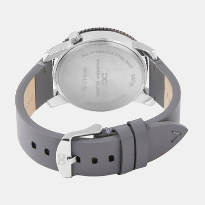 Men Quartz Grey Dial Multi-Function Leather Watch 1011I-L0115