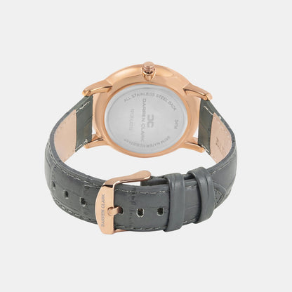 Men Quartz Grey Dial Multi-Function Leather Watch 1012I-L0315