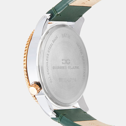 Men Quartz Green Dial Multi-Function Leather Watch 1011L-L0114