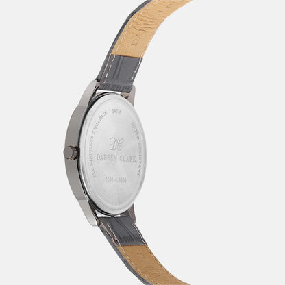 Men Quartz Grey Dial Analog Leather Watch 1001I-L0404