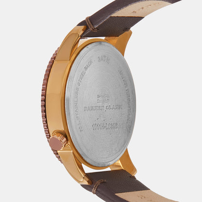 Men Quartz Brown Dial Multi-Function Leather Watch 1011H-L0306